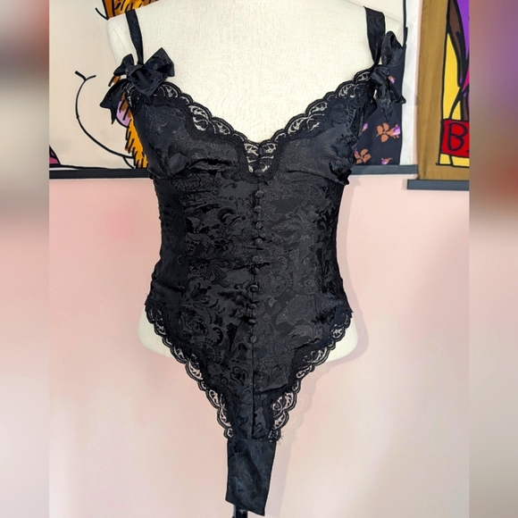 Vintage Victoria's Secret Black Lace Bodysuit